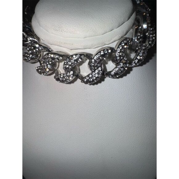 ICED OUT Silver Pave Stones Miami Cuban Link Statement bracelet 19” - Picture 6 of 10